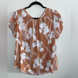 Liz Claiborne Floral Short Sleeve Blouse Size M